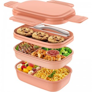 Multi Compartments Double Lapisan Salad Dahar beurang Box Jeung