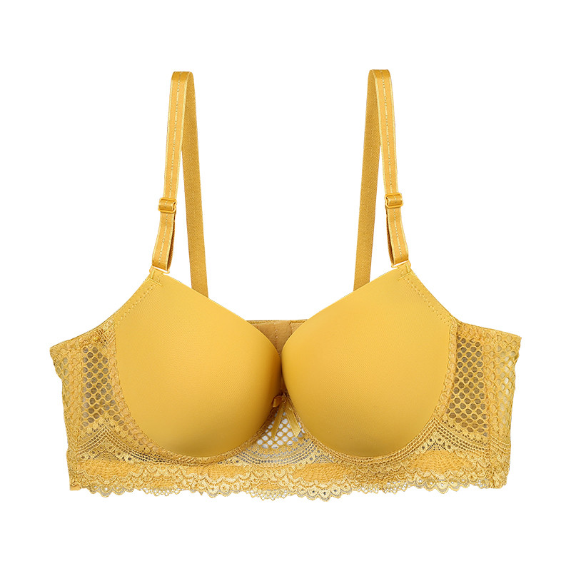 Yellow Underwire Bra With Lace
