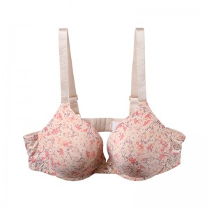Pink Floral Print Thin Cup Bra