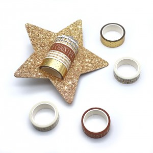 Таңдалған логотипті таспамен басып шығарумен 20 мм алтын фольга алтын Washi қағаз таспасы