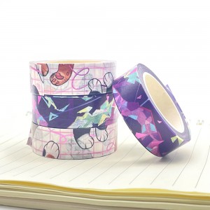 Waterproof Custom Printed Colored Gold Foil Sticky Washi Paper Tape