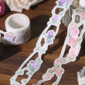 Masking Dicetak Desain Dekorasi Bunga Foil Washi Tape