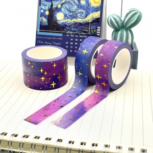 Custom High Quality Gold Hot Stamping Printing Washi Tape, Varnished DIY Masking Foil Paper Dekorasyon Scrapbook Sticker