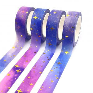 Brugerdefineret Washi Tape Gold Star Folie Farverigt dekorativt papir maskeringstape