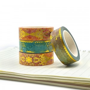 Pwovizyon pou ODM 5 woulo Blooming bèl Floral dekoratif Foil Washi Masking enprime Design Tape