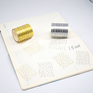 I-Bronze Foil Box Package Bow Brown Grid Washi Tape
