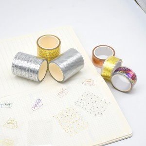 Bronze Foil Box Package Bow Brown Grid Washi Tape