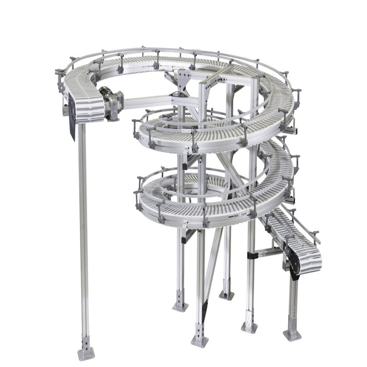 Slat top chain spiral conveyor system