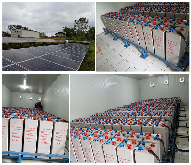 Rörplatta OpzV ​​Gel batteri 2V 1000Ah för solenergi installerat i Papua Nya Guinea