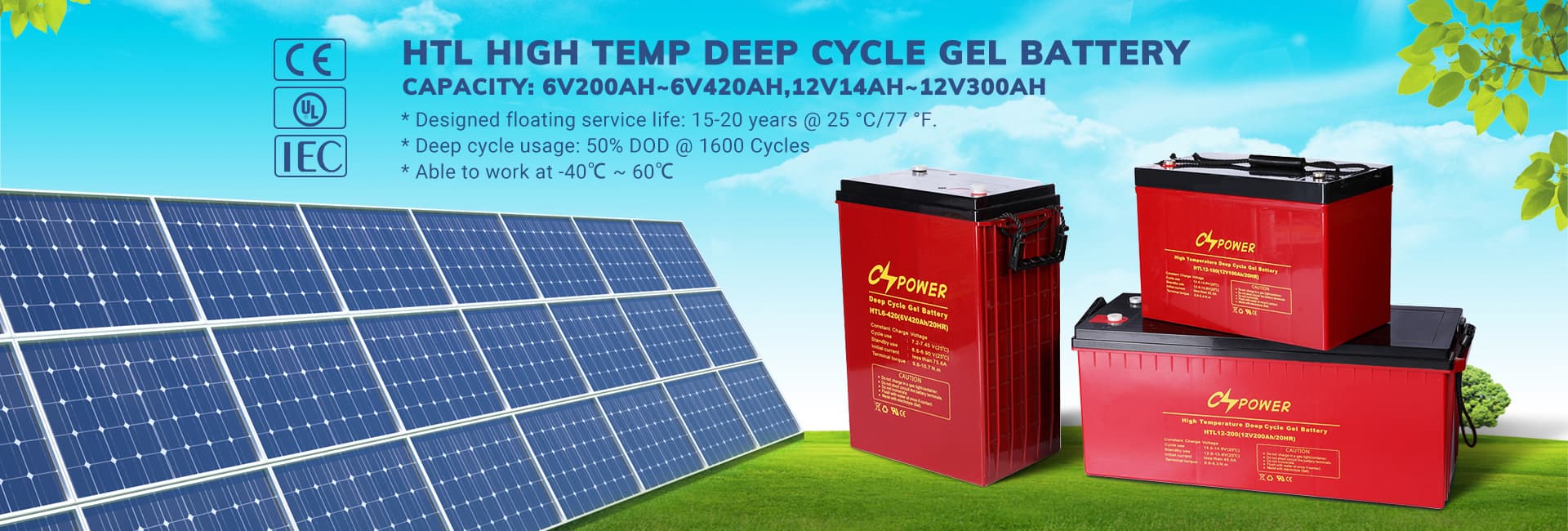 High temperature deep cycle gel battery
