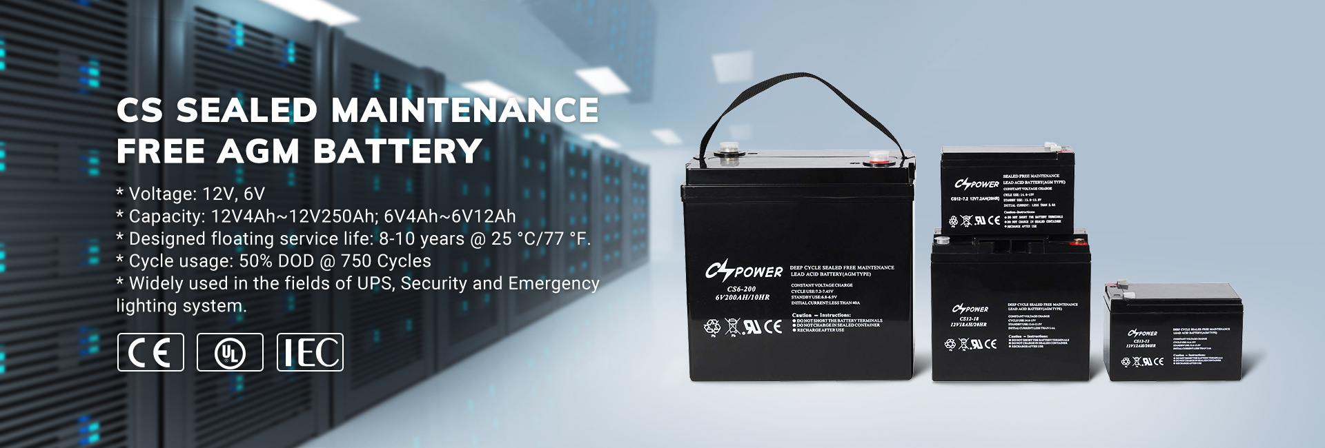 CSPower VRLA Maintenance Free AGM Battery (Sealed Lead Acid Battery)