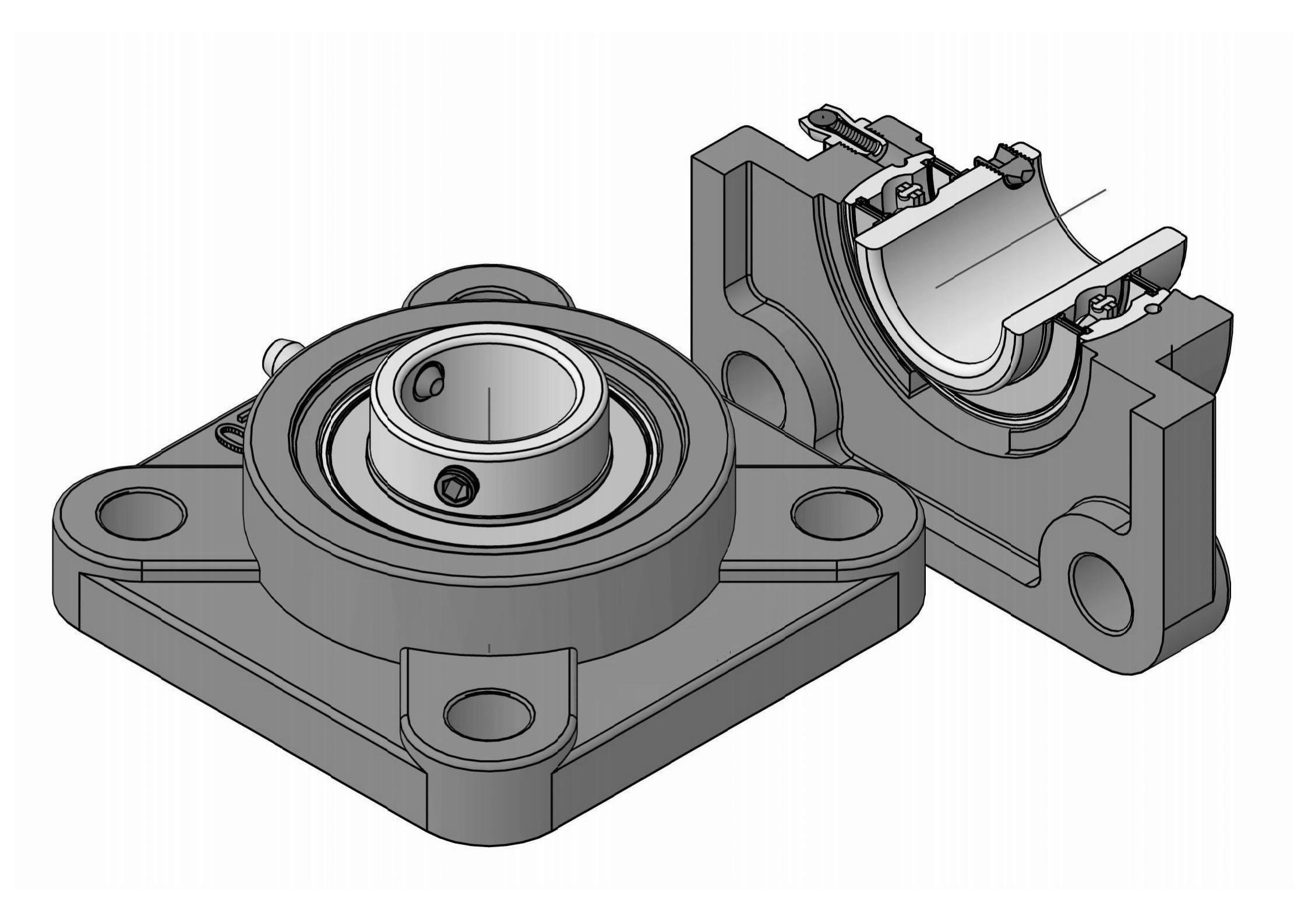 UCF207-22 bốn bộ phận vòng bi mặt bích Bolt Square có lỗ khoan 1-3/8 inch
