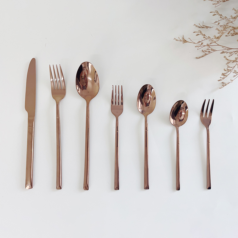 7-Piece wholesale rose gold stainless steel flatware set