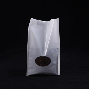 Customized Quad Seal Pouch With Transparent Window For Coffee