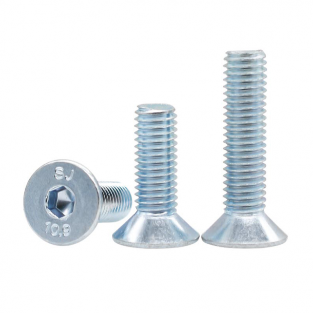 Galvanized ສີຂາວສີຟ້າ zinc plated DIN7991 CSK Flat Head Hex Socket Bolt Screw