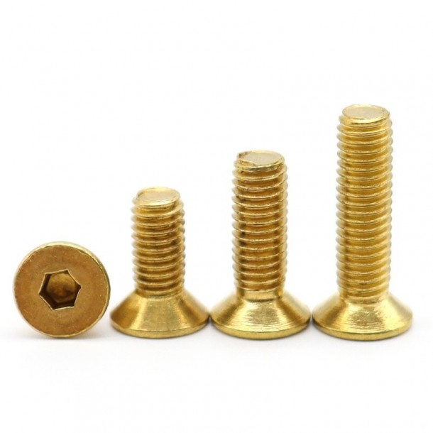 Manufacturer Direct Brass Copper DIN7991 CSK Flat Head Hex Socket Bolt Screw