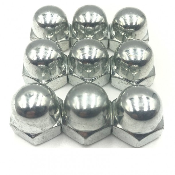 I-Nickel eGalvanized White Blue Zinc Plated DIN1587 Hex Domed Cap Nuts