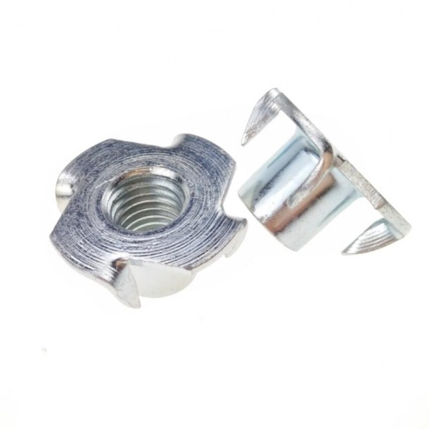 Galvanized Zinc Plated Female Wood T Tee Akụ anọ 4 Prong Tee Nuts