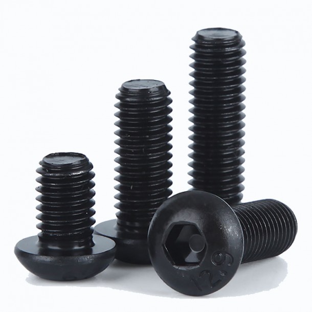 Crni oksid, crni pocinčani ISO7380 šesterokutni vijak s gumbom i sigurnosnom kapicom