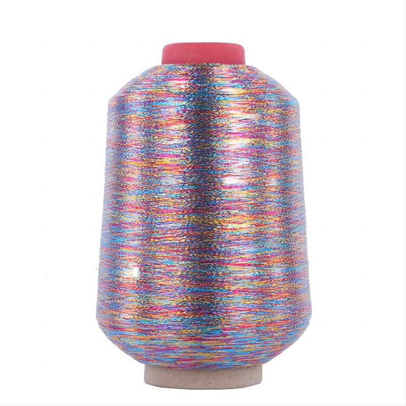 O le filo auro ma le siliva siliva na faia e Saina polyester metallic glitter yarn MX type metallic yarn