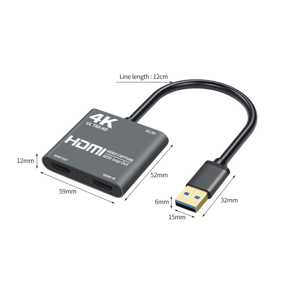 USB to Dual HDMI Video Capture Loop Out