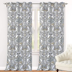Dairui Textile Floral Botanical Leaves Lined Thermal Insulated Window Curtain Grommet 2 Panels 52 Inch by 84 Inch Grommet Multi Color