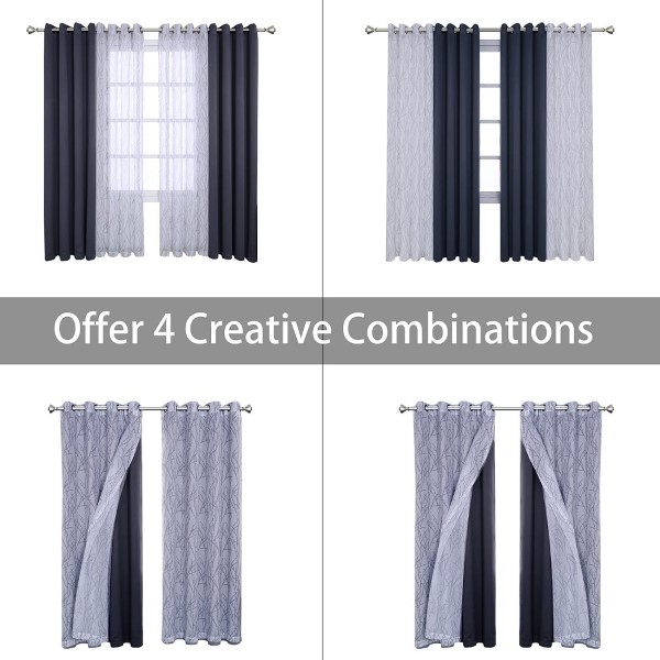 Luxury Curtain Pattern Bedroom Triple Weave Blackout Curtain Match Print Semi-sheer drape for Home Textile