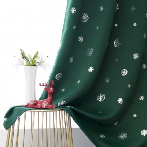 Snowflake Foil Print Christmas Curtains for Living Room and Bedroom Thermal Insulated Blackout Curtains Noise Reducing Window Drapes