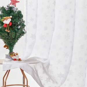 White Sheer Curtains Snowflake Curtains for Snow Curtains for Bedroom Living Room 63 Inch Decoration Winter Curtains 2 Panels Rod Pocket Print Curtains