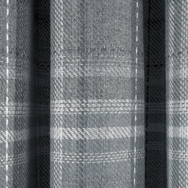 Wholesale Window Treatment Curtain Set Ready Made Woven Brushed Check Eyelet Lined Curtains for Bedroom and Living Room