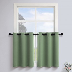 2 Panels Blackout Sage Green Small Half Curtains for Bathroom Loft Eyelet Top Thermal Insulated Window Treatments Blinds Short Tiers for Kitchen