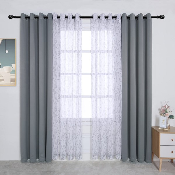 Dairui China Curtain Supplier Soundproof UV Resistant Plain Woven Heavy Blackout Curtain Panel with Tree Branch Sheer Curtain Panel Featured Image