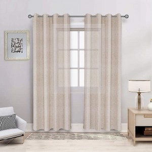 Linen Sheer Curtains for Living Room – Grommet Top Sheer Drapes 84 inches Length Light Filtering Voile Window Curtain for Bedroom, Set of 2 Panels