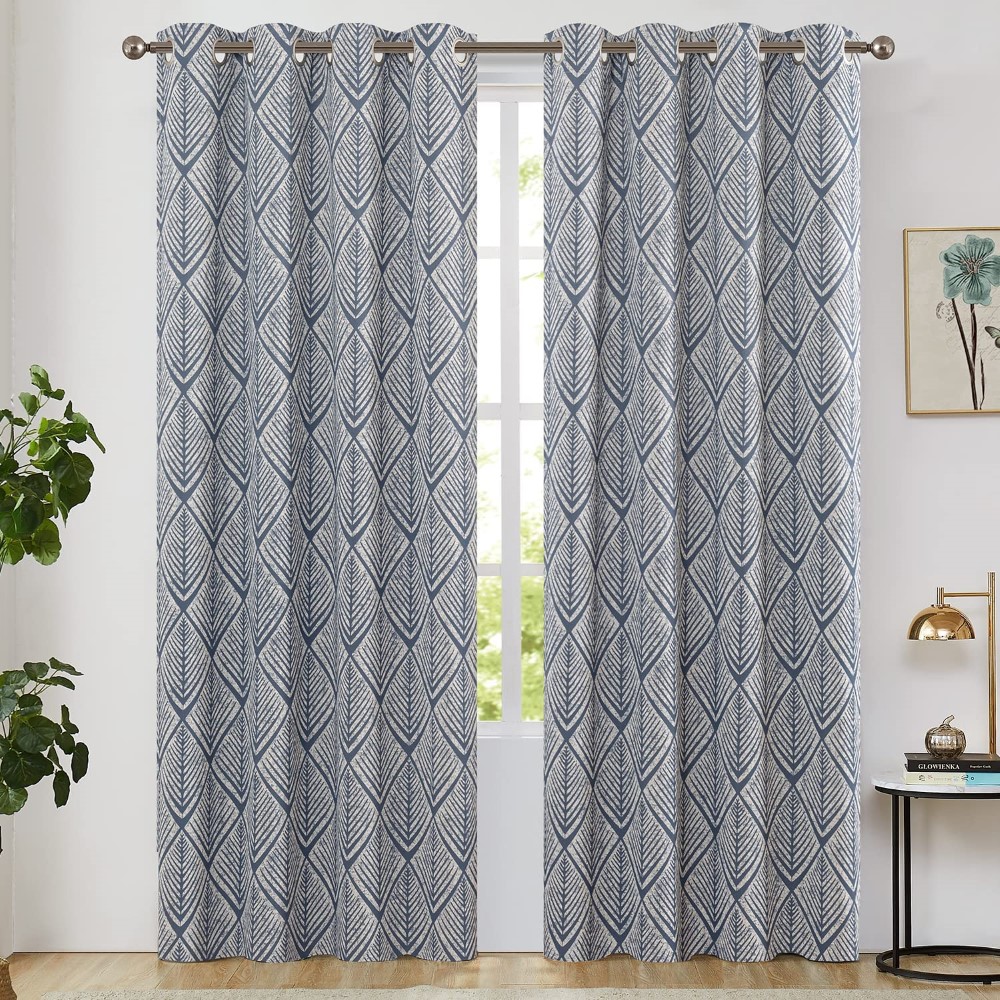 Moderate Blackout Curtains  Bedroom Window Curtains Geometric Patterns Design Grommet Top Room Darkening Thermal Insulated Drapes