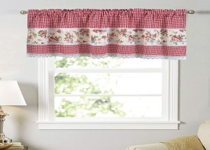 Cotton Cafe Curtain Country Rural Pastoral Style Small Flower Print Red White Checked Kitchen Bistro Restaurant Multifunctional Curtain