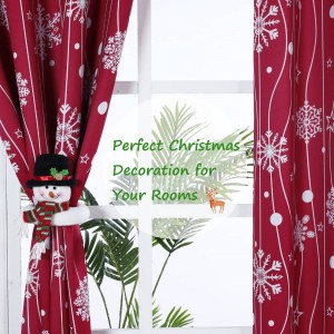 Snowflakes Printed Christmas Curtains for Living Room and Bedroom Thermal Insulated Room Darkening Blackout Curtain