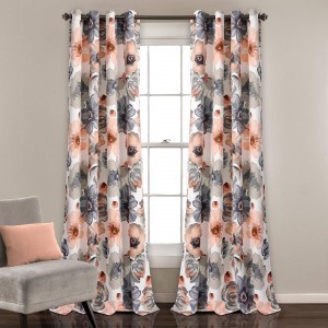 Top Window Treatment Set Ready Made Living Room Thermal Insulated Floral Print Blackout Curtain