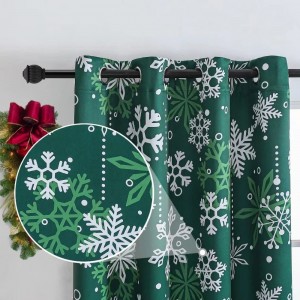 Snowflakes Christmas Curtains for Living Room and Bedroom  Blackout Xmas Curtain  Thermal Insulated Room Darkening Drapes