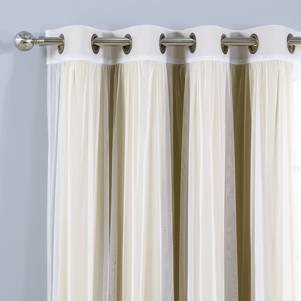 Dairui Textile Grommet Top  4 Piece Curtain Set Wheat  Blackout Curtains Tulle Sheer Lace & Blackout Curtains