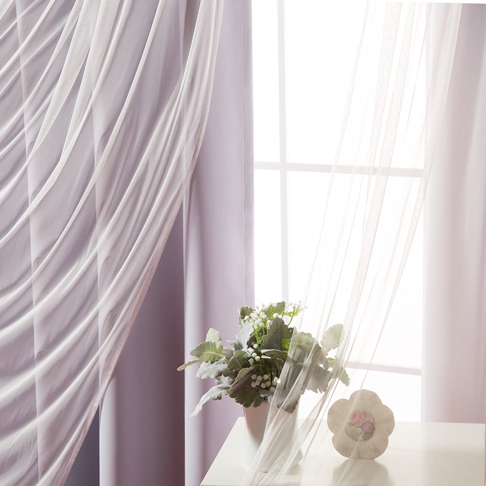 Dairui Textile  Home Curtain Panel Pair with Grommet Top Catarina Layered Solid Blackout and Sheer Window Curtain
