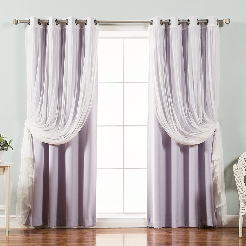 Dairui Textile  Home Curtain Panel Pair with Grommet Top Catarina Layered Solid Blackout and Sheer Window Curtain