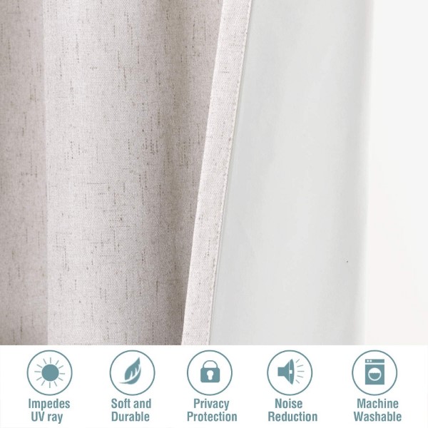 Premium Quality High End Heavy Weight Bedroom Living Room Soundproof Linen Blackout Window Curtain