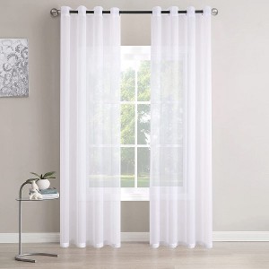 Dairui Textile Solid Voile Curtains with Grommet Top  Sheer White Curtains Semi Translucent Curtains
