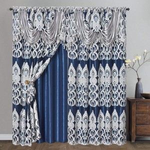 Dairui Textile Home Decoration Hotel Living Room Polyester Jacqard Window Long Curtain Attached Valance