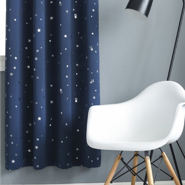 Ready Made Fancy Living Room Bedroom Set Star Silver Foil Print Thermal Insulated Blackout Curtain