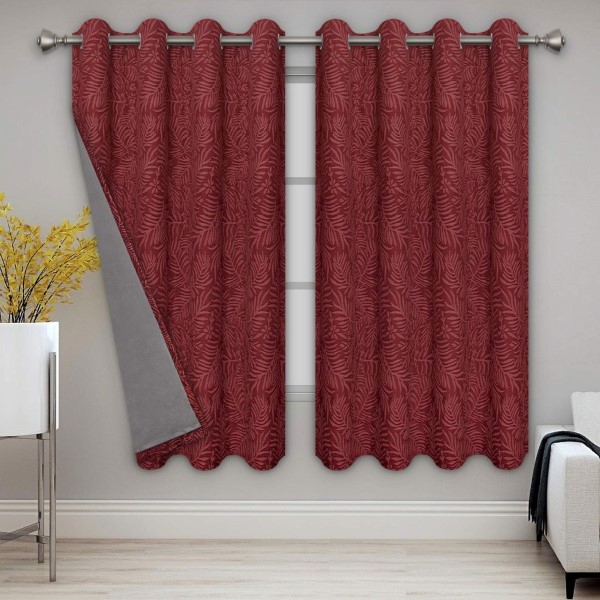 Dairui Tex Jacquard Woven Blackout Curtains 2 Panel Curtain Set with Stainless Grommet Topper