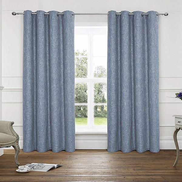 Dairui Textile Cheap Window Treatment Set Hotel Bedroom Teal Solid Grommet Linen Curtain