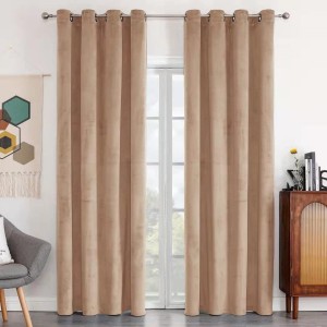 Classic Blackout Curtain Type UV Resistant Room Darkening Solid Grommet Polyester Curtain for Bedroom
