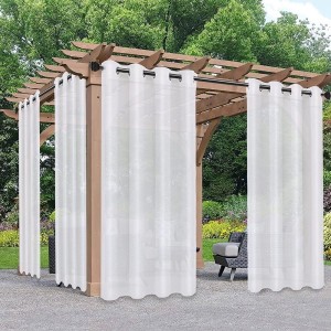 Sheer Outdoor Curtains  Waterproof Fade Resistant Outside Voile Curtains for Gazebo Front Porch Pergola Sun Filtering Privacy Curtain