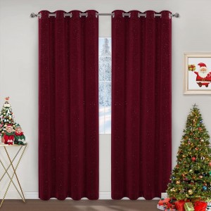 Bedroom Window Curtains for Christmas Sequin Velvet Textured Window Curtain Drapes Thermal Insulated Decorative Curtains